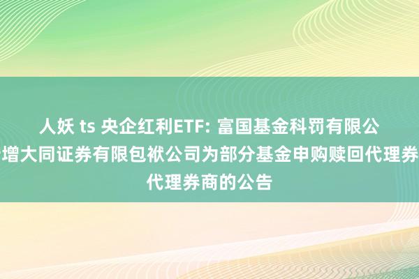 人妖 ts 央企红利ETF: 富国基金科罚有限公司对于新增大同证券有限包袱公司为部分基金申购赎回代理券商的公告