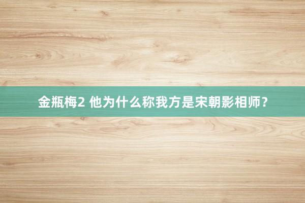 金瓶梅2 他为什么称我方是宋朝影相师？