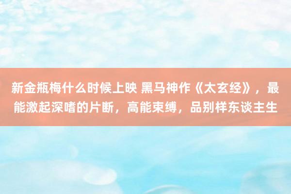 新金瓶梅什么时候上映 黑马神作《太玄经》，最能激起深嗜的片断，高能束缚，品别样东谈主生