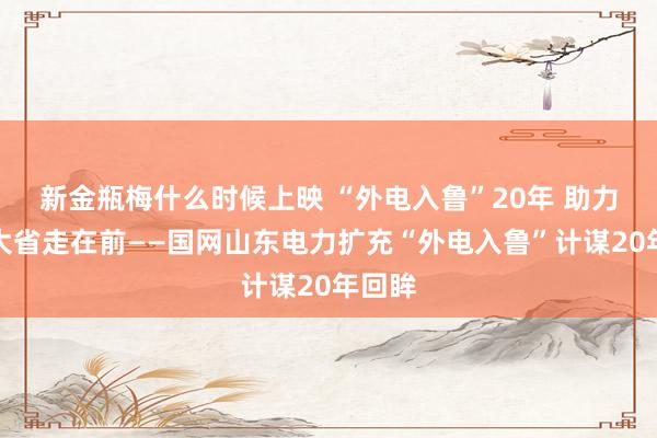 新金瓶梅什么时候上映 “外电入鲁”20年 助力经济大省走在前——国网山东电力扩充“外电入鲁”计谋20年回眸