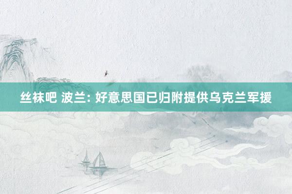 丝袜吧 波兰: 好意思国已归附提供乌克兰军援