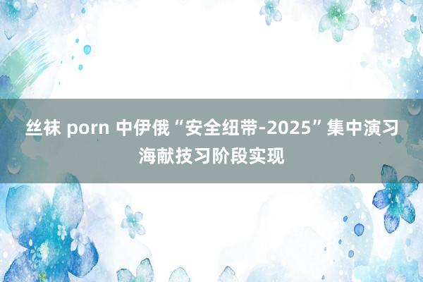 丝袜 porn 中伊俄“安全纽带-2025”集中演习海献技习阶段实现